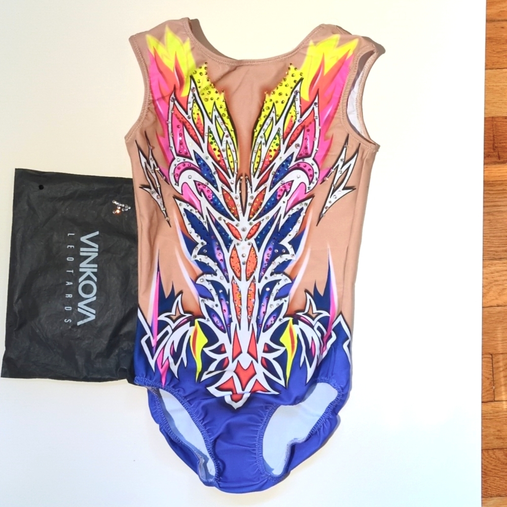 Gymnastics dance acro leotard size 14, Swarovski
